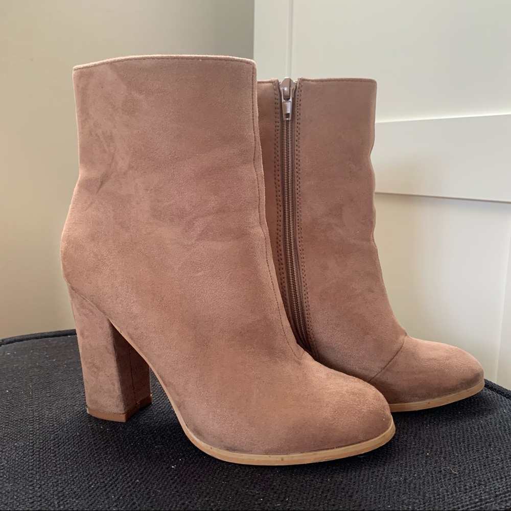 suede block heel booties